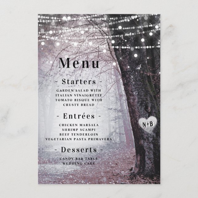 Evermore | Enchanted Fairy Forest | Mauve Dinner Menu (Front)