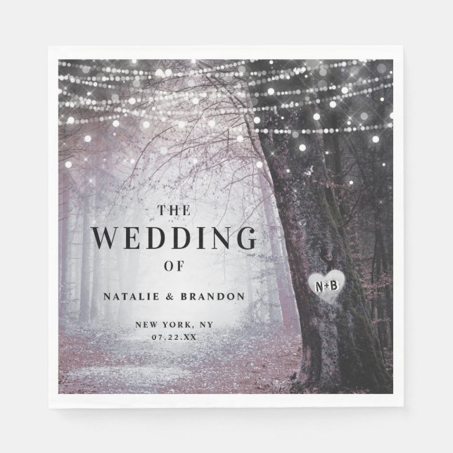 Evermore | Enchanted Fairy Forest | Mauve Dinner Napkin (Front)