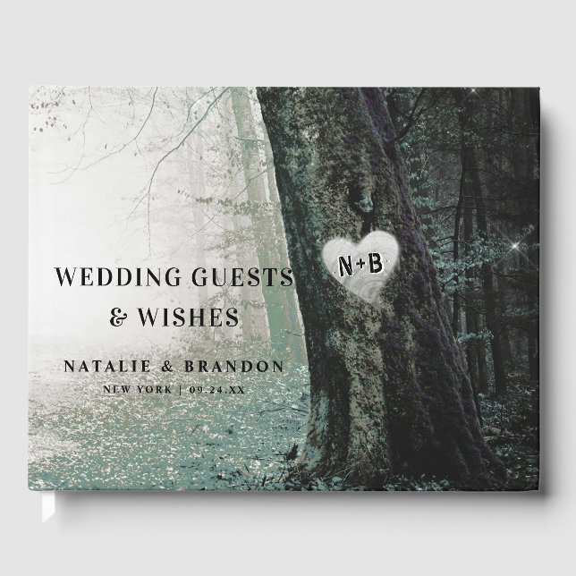 Evermore | Enchanted Fairy Forest | Moss Wedding Guest Book (Front)