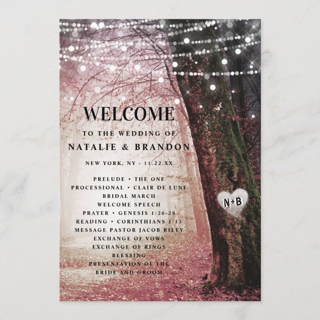 Evermore | Enchanted Fairy Forest Pink Ceremony Programme (Front)