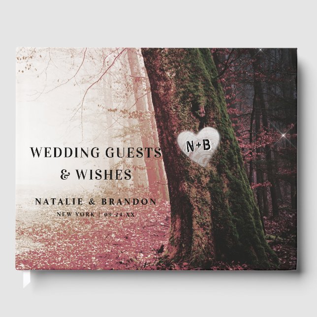 Evermore | Enchanted Fairy Forest | Pink Wedding Guest Book (Front)