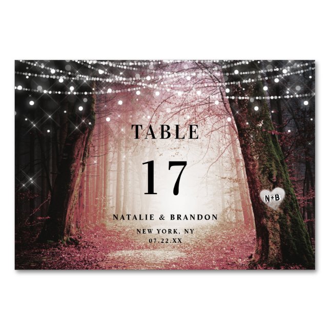 Evermore | Enchanted Fairy Forest | Pink Wedding Table Number (Front)