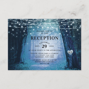 Evermore   Enchanted Forest Blue Wedding Reception Invitation
