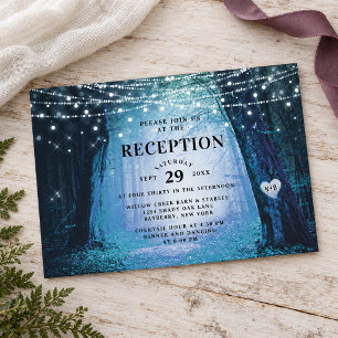 Evermore Enchanted Forest Blue Wedding Reception Invitation