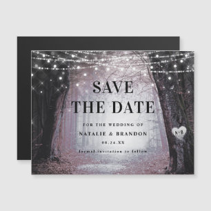 Evermore   Enchanted Forest Mauve Save the Date Magnetic Invitation