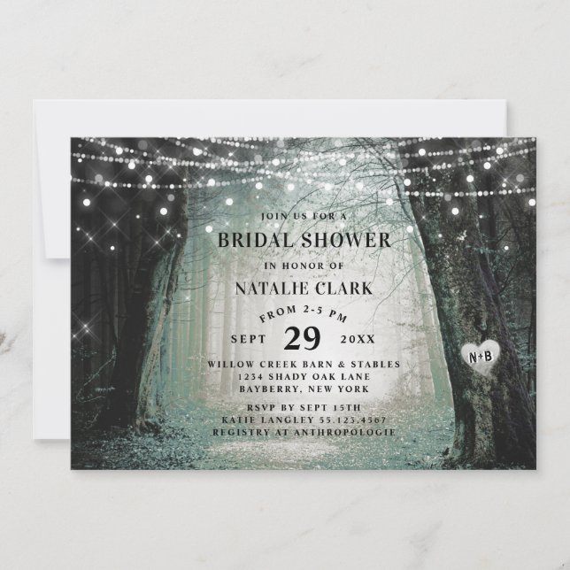 Evermore | Enchanted Forest Moss Bridal Shower Invitation (Front)
