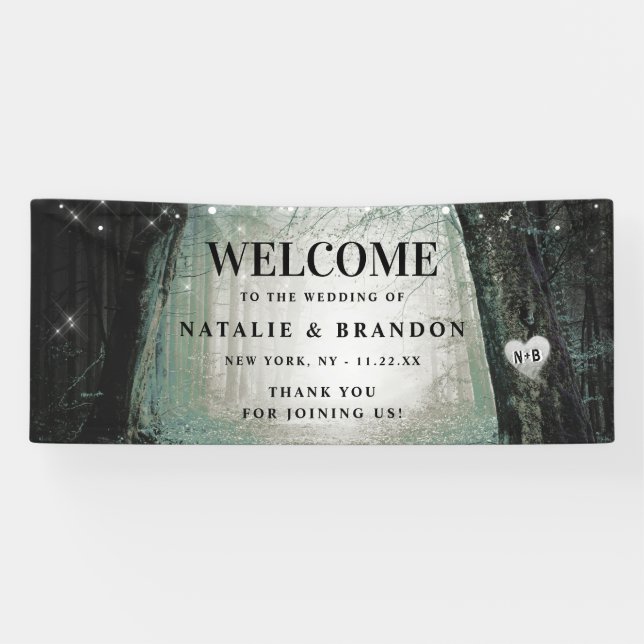 Evermore | Enchanted Forest Moss Wedding Welcome Banner (Horizontal)