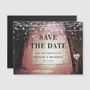 Evermore   Enchanted Forest Pink Save the Date Magnetic Invitation