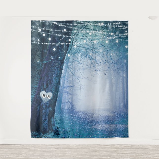 Evermore | Enchanted Forest Wedding Photo Backdrop Tapestry (Front)