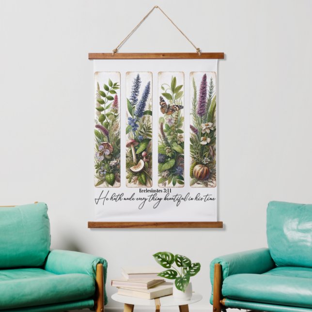 Everthing beautiful in His time botanical Hanging Tapestry (Living Room)