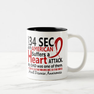 Every 34 Seconds Dad Heart Disease / Attack Two-Tone Coffee Mug