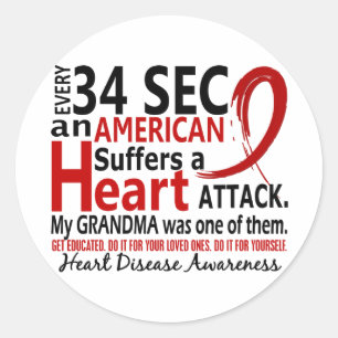 Every 34 Seconds Grandma Heart Disease / Attack Classic Round Sticker