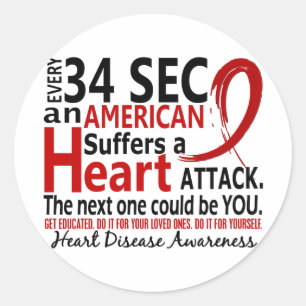 Every 34 Seconds Heart Disease / Attack Classic Round Sticker