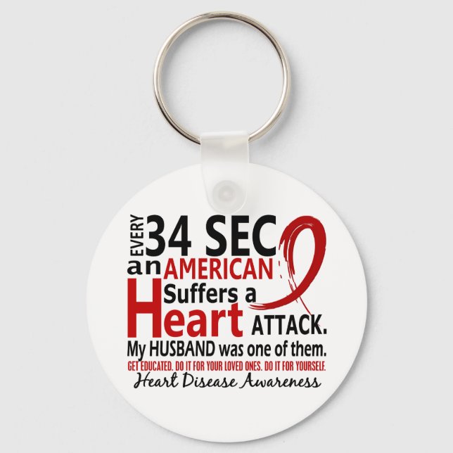 Every 34 Seconds Husband Heart Disease / Attack Key Ring (Front)