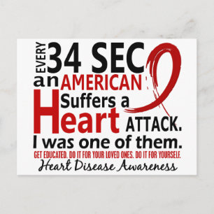 Every 34 Seconds Me Heart Disease / Attack Postcard
