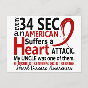 Every 34 Seconds Uncle Heart Disease / Attack Postcard