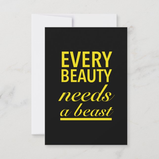 Every beauty needs a beast yellow thank you card (Front)