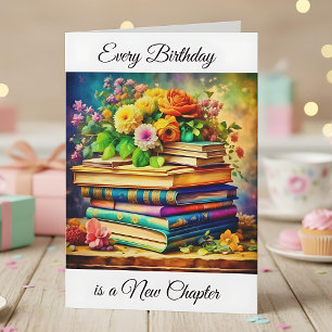 Every Birthday is a New Chapter   Vintage Books Card