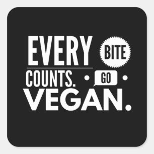 Every Bite Counts Go Vegan Square Sticker