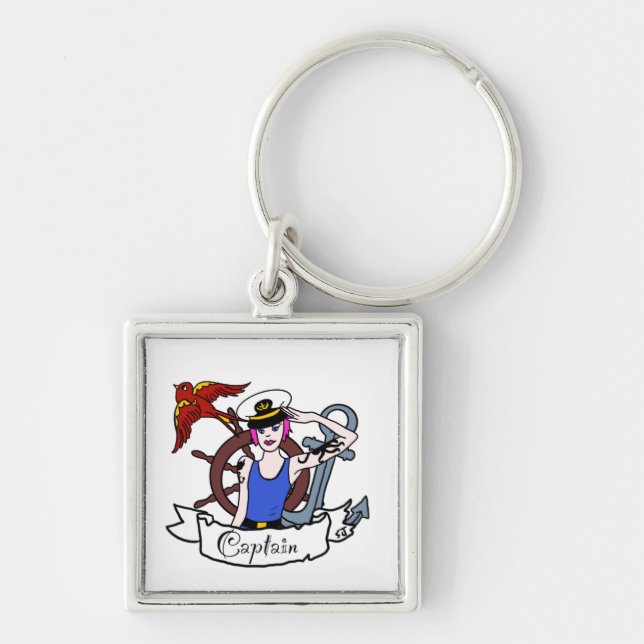 Every body LGBTQ punk sailor pin up postcard Key Ring (Front)