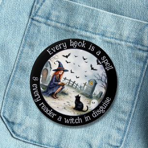 Every Book is a Spell on Black 7.5 Cm Round Badge