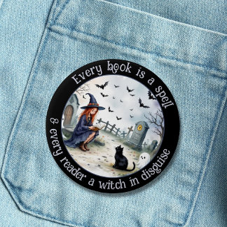 Every Book is a Spell on Black 7.5 Cm Round Badge
