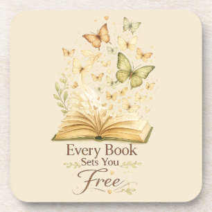 Every Book Sets You Free Book Lover Butterfly Coaster