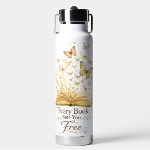 Every Book Sets You Free   Book Lover Butterfly  Water Bottle