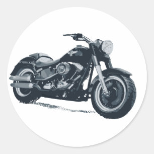 Every Boy loves a Fat Blue American Motorcycle Classic Round Sticker
