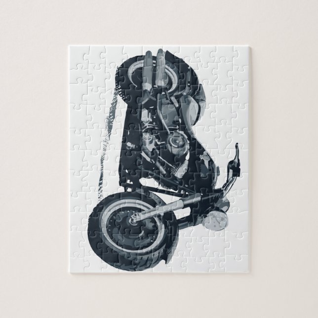 Every Boy loves a Fat Blue American Motorcycle Jigsaw Puzzle (Vertical)