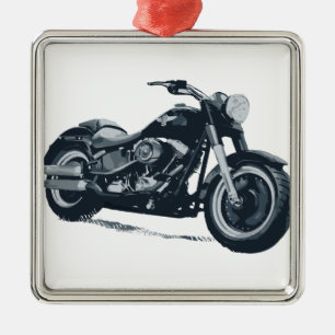 Every Boy loves a Fat Blue American Motorcycle Metal Tree Decoration
