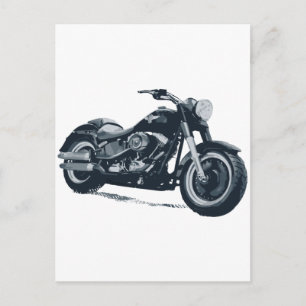 Every Boy loves a Fat Blue American Motorcycle Postcard