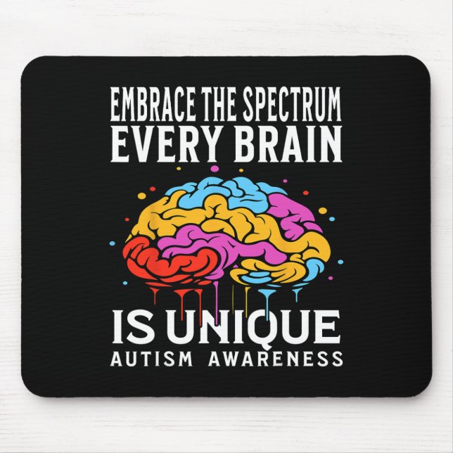 Every Brain Is Unique Autism Awareness Kids Suppor Mouse Mat (Front)