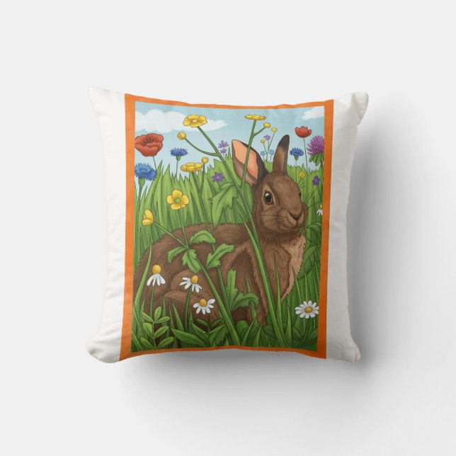 Every Bunny Loves Flowers Cushion (Front)