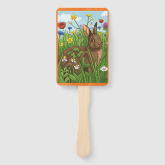 Every Bunny Loves Flowers Hand Fan
