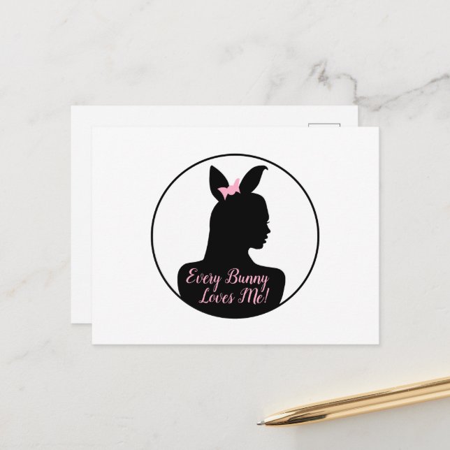Every Bunny Loves Me! Bunny Girl Postcard (Front/Back In Situ)
