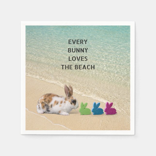 Every Bunny Loves The Beach Tropical Easter  Napkin (Front)