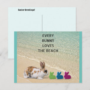 Every Bunny Loves The Beach Tropical Easter Postcard
