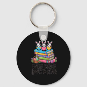 Every bunny loves to read cute easter bunny book key ring