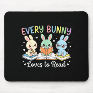Every bunny loves to read cute easter bunny mouse mat