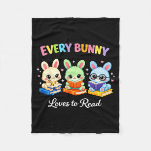Every bunny loves to read easter cute reading fleece blanket