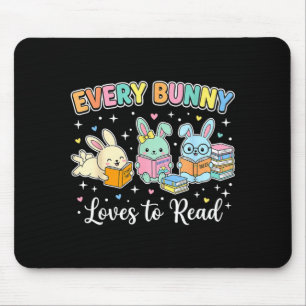 Every bunny loves to read funny girls easter book mouse mat