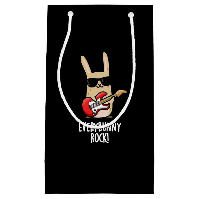 Every Bunny Rock Funny Animal Rabbit Pun Dark BG Small Gift Bag (Front)
