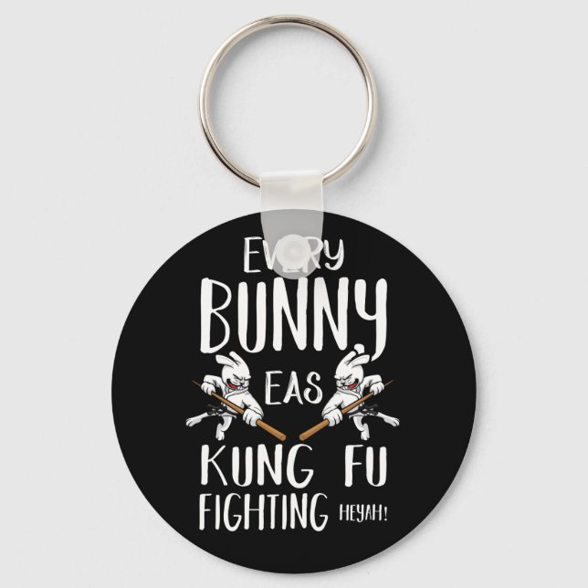 Every Bunny Was Kung Fu Fighting Bunny Rabbit Key Ring (Front)
