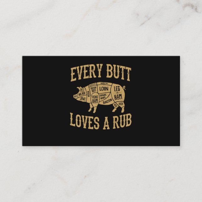 Every Butt Loves A Good Rub Funny Pig Pork BBQ Loyalty Card (Front)