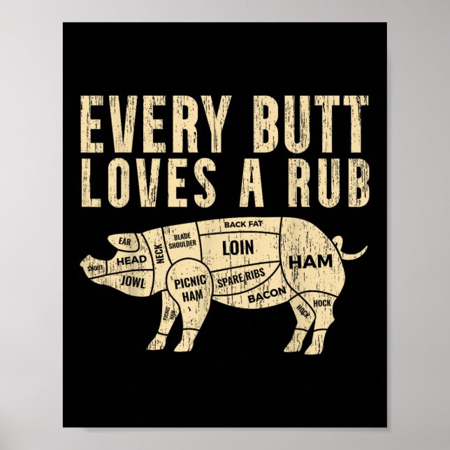 Every Butt Loves A Rub For A Meat Smoker Smoking B Poster (Front)