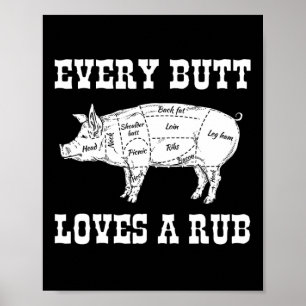 Every Butt Loves Rub Grilling Bbq Smoker Gift Dad  Poster