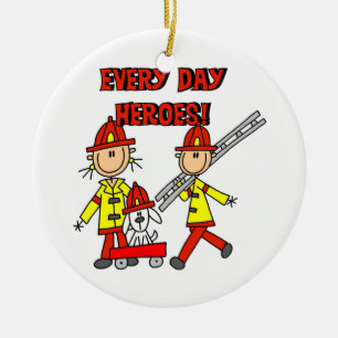 Every Day Heroes Firefighters T-shirts and Gifts Ceramic Tree Decoration