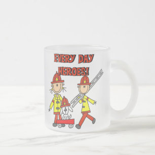 Every Day Heroes Firefighters T-shirts and Gifts Frosted Glass Coffee Mug