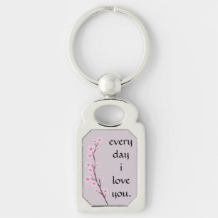 Every Day I Love You Asian Floral Keychain